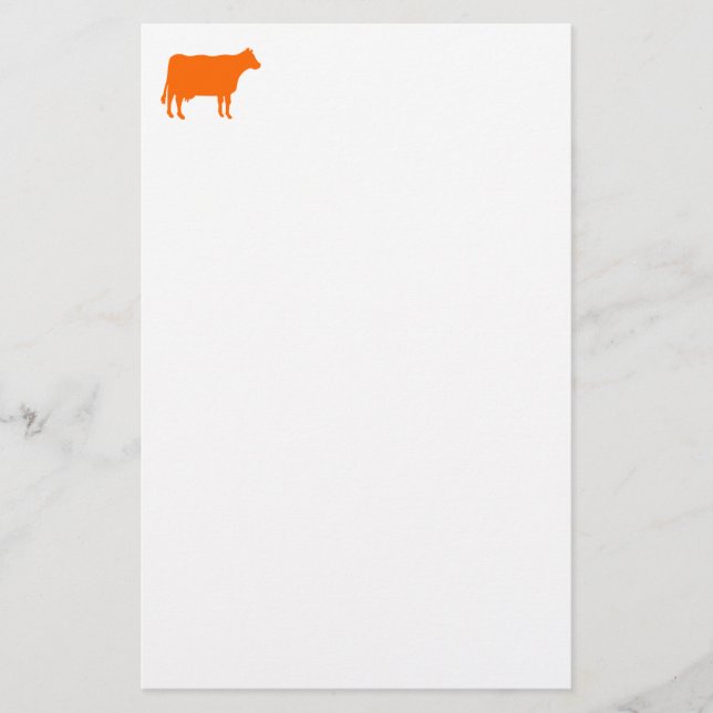 Papelería Símbolo de vaca - Naranja en blanco (Anverso)