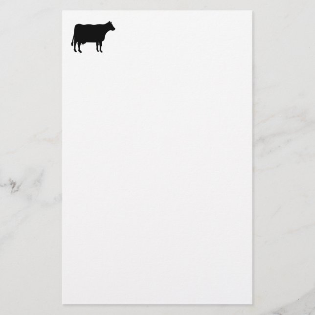 Papelería Símbolo de vaca - Negro sobre blanco (Anverso)