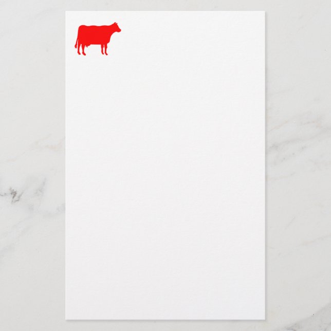Papelería Símbolo de vaca - rojo sobre blanco (Anverso)