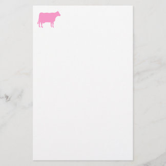 Papelería Símbolo de Vaca - Rosa sobre Blanco