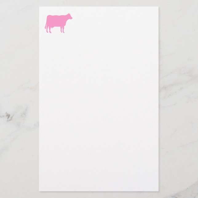 Papelería Símbolo de Vaca - Rosa sobre Blanco (Anverso)