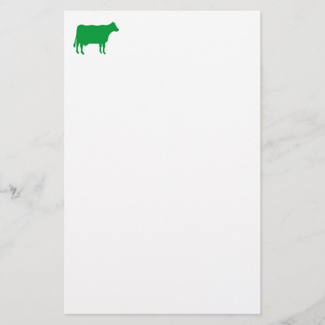 Papelería Símbolo de vaca: verde de hierba sobre blanco (Anverso)