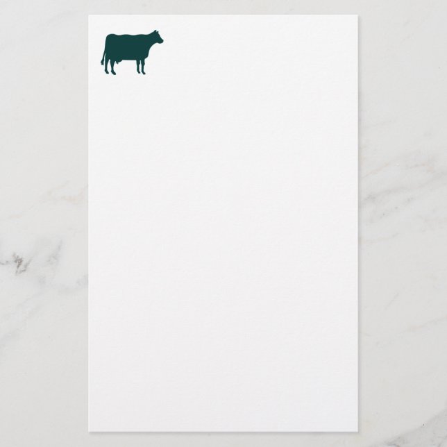 Papelería Símbolo de Vaca - Verde Oscuro sobre Blanco (Anverso)