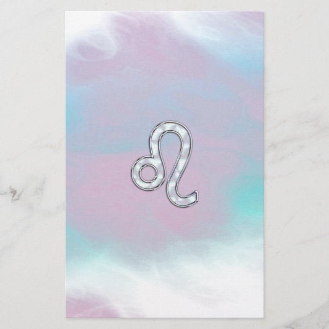 Papelería Símbolo de Zodiac Leo en Pastels Nacre Style Print (Anverso)