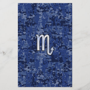 Papelería Símbolo escorpio zodiaco en camo azul de la marina