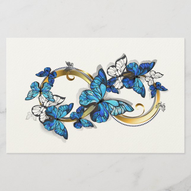 Papelería Símbolo infinito de mariposas Morpho azules (Anverso)