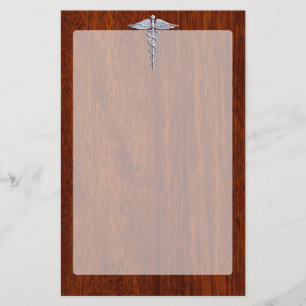 Papelería Símbolo médico del Caduceo plateado Decoración de