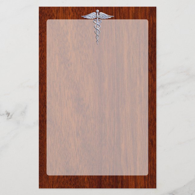 Papelería Símbolo médico del Caduceo plateado Decoración de  (Anverso)