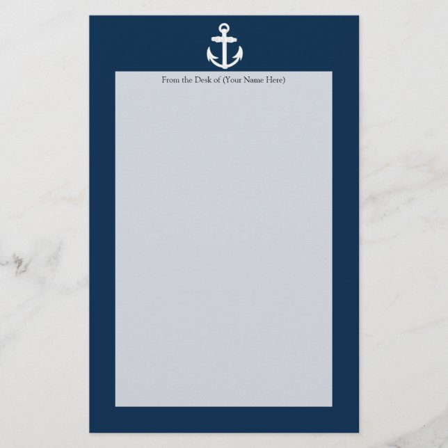 Papelería Símbolo náutico blanco/azul del ancla (Anverso)