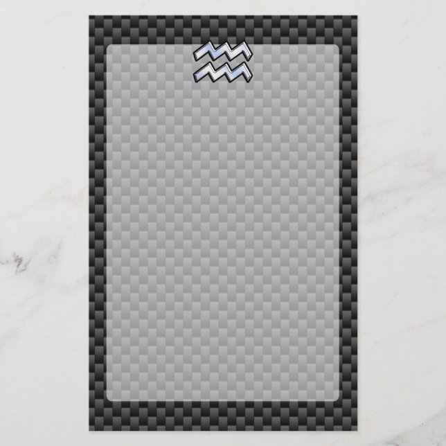 Papelería Símbolo plateado acuario zodiaco estilo fibra de c (Anverso)