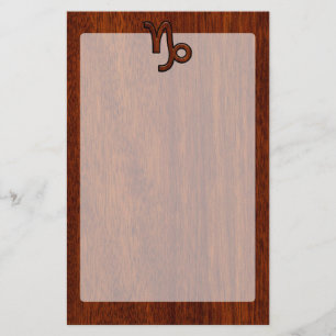 Papelería Símbolo zodiaco de Capricornio en estilo de madera