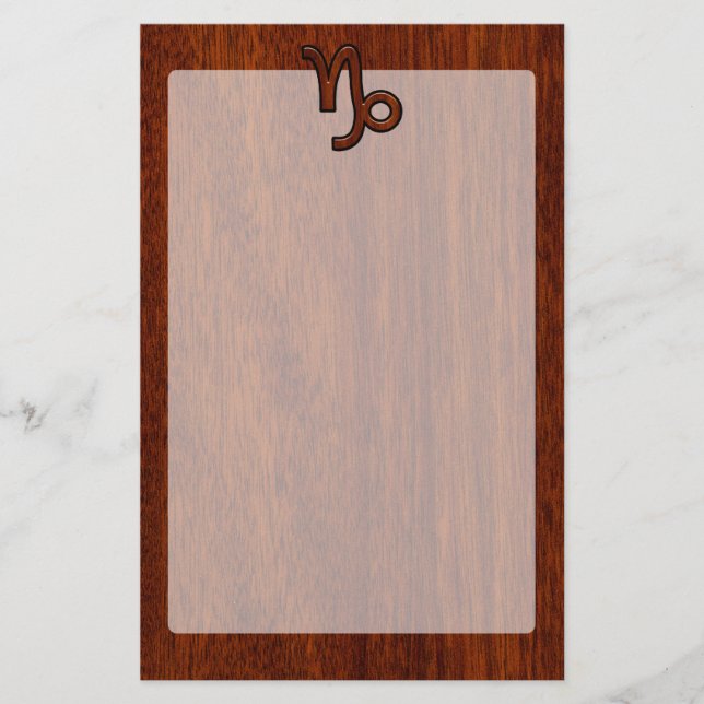 Papelería Símbolo zodiaco de Capricornio en estilo de madera (Anverso)