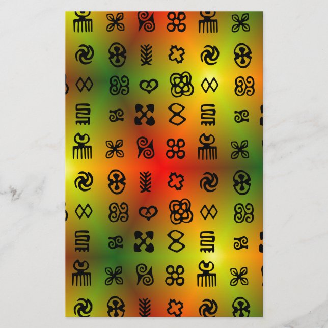 Papelería Símbolos Adinkra con colores africanos (Anverso)