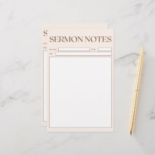 Papelería Simple Beige Christian Sermon Notas Para La Iglesi