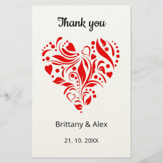Papelería Simple Heart Wedding Thank You Card – Customizable