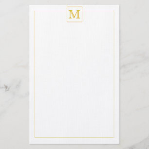 Papelería Simple mostaza inicial Monograma borde cuadrado