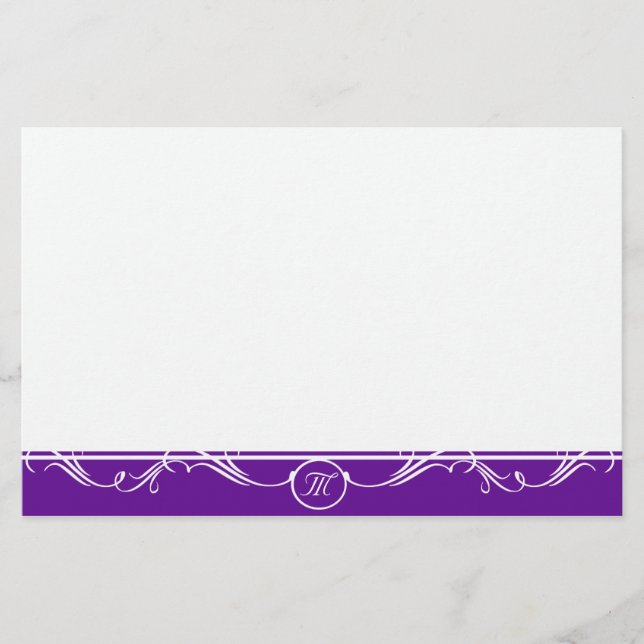 Papelería Simple Ornate Purple Monogramado (Anverso)