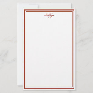 Papelería Simple Rojo Escarlata Minimalista Monograma Dos Bo