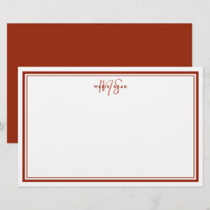 Papelería Simple Rojo Escarlata Minimalista Monograma Dos Bo
