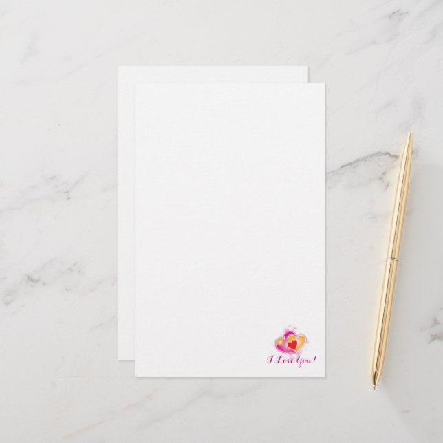 Papelería Simple Te amo - corazones rosados (Anverso/Reverso In Situ)