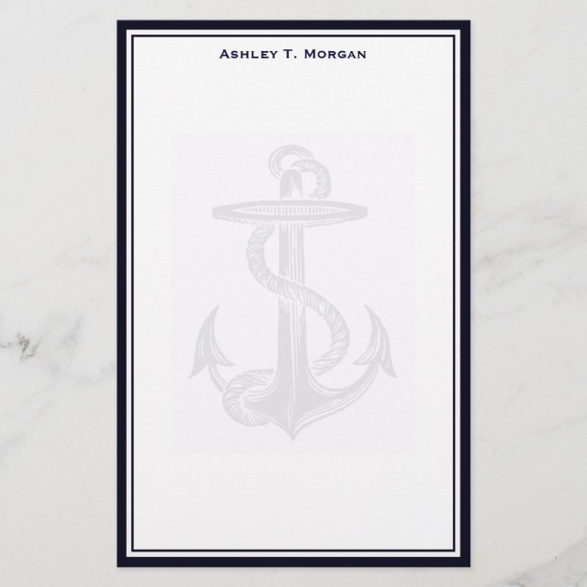 Papelería Simplicidad Náutica Dk Azul / Blanco Personalizado (Anverso)