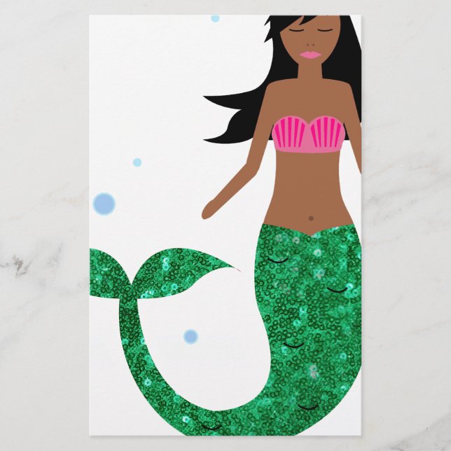 Papelería sirena afroamericana (Anverso)
