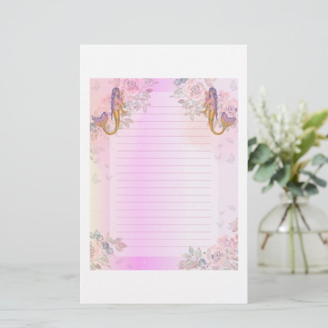 Papelería Sirena con arte para bebés por Renee Lavoie (Anverso de pie)