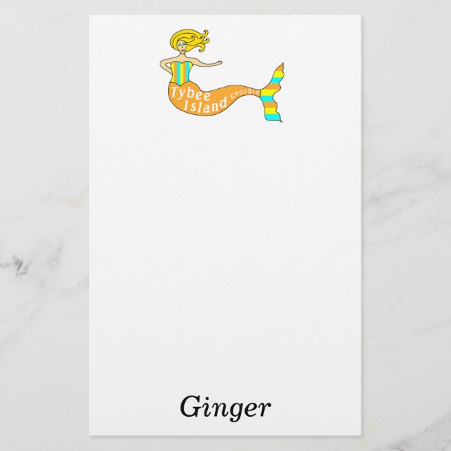Papelería Sirena de la isla de Tybee, Georgia (Anverso)