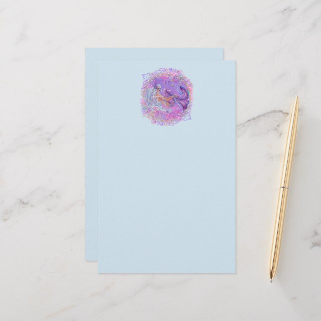 Papelería Sirena divertida rosa de Renee Lavoie (Anverso/Reverso In Situ)