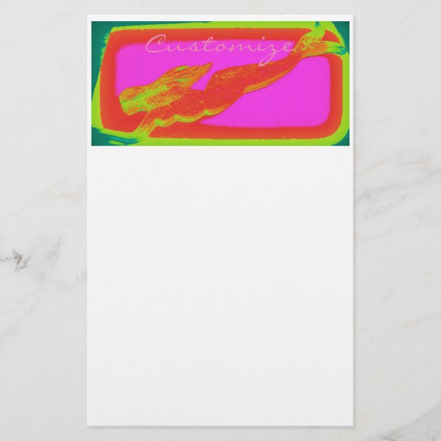 Papelería sirena roja de natación (Anverso)