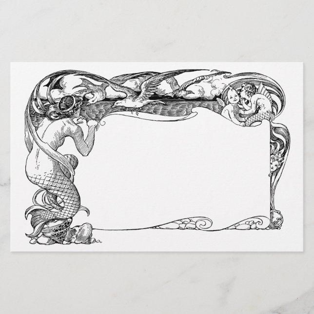 Papelería Sirena y gaviotas (Anverso)