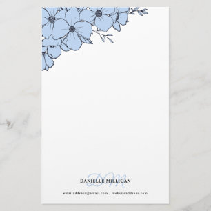 Papelería Sitio Web del Monograma Dove Blue Flowers