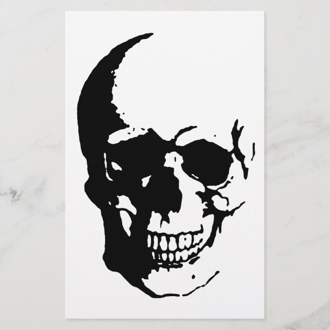 Papelería Skull - Arte Metalizado negro y blanco (Anverso)