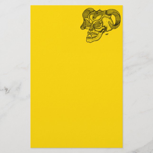 Papelería Skull Devil Head Black and Yellow Design (Anverso)