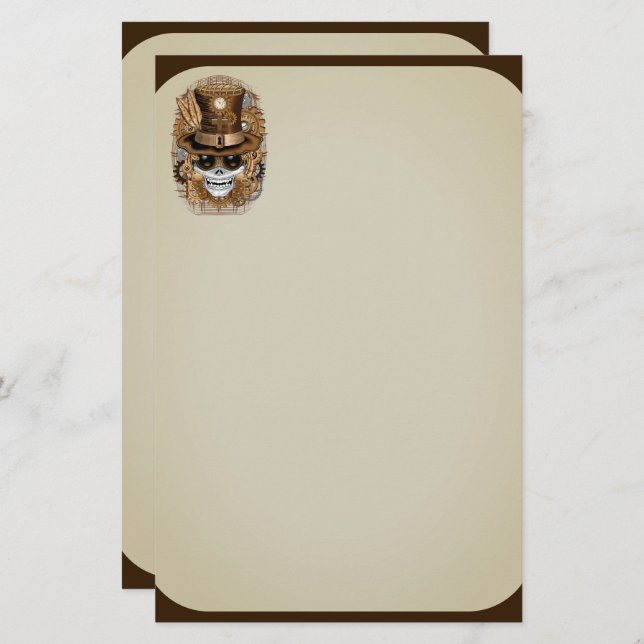 Papelería Skull Steampunk Voodoo Retro Machine (Anverso / Reverso)