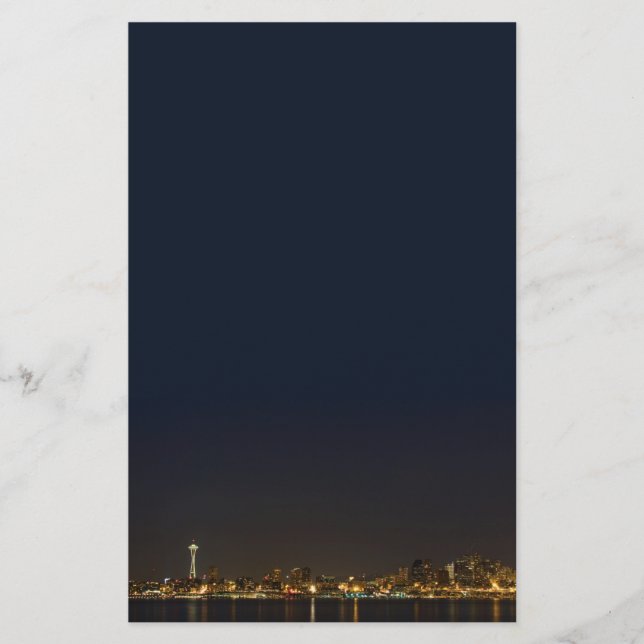 Papelería Skyline Seattle de noche (Anverso)