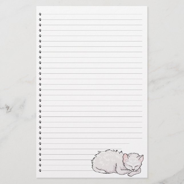 Papelería Sleeping Kitty Lined Stationery (Anverso)