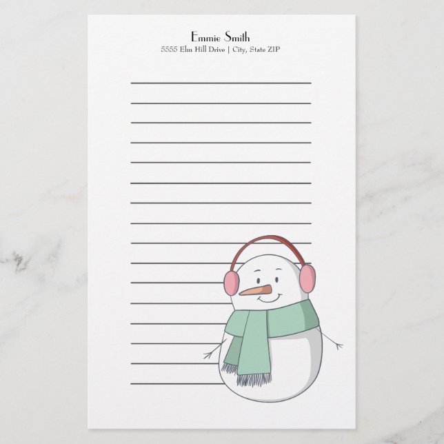 Papelería Snowman, Navidades legalizados personalizados (Anverso)