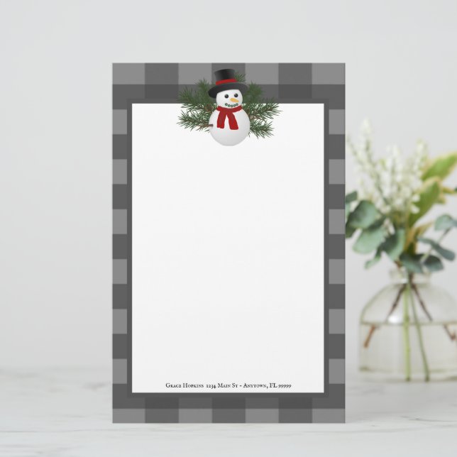 Papelería Sonriente Búfalo de Snowman personalizado (Anverso de pie)