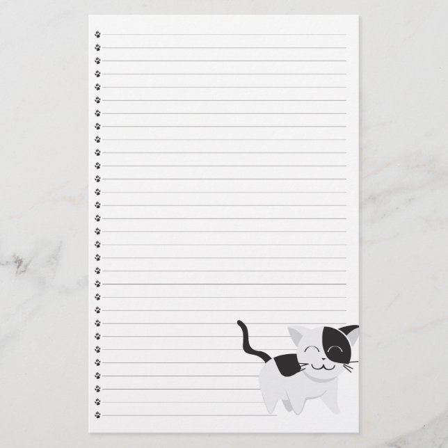 Papelería Sonriente Kitty Lined Mascota Stationery (Anverso)
