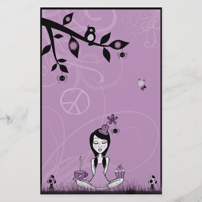 Papelería Srta. bonita Purple Stationery (Anverso)