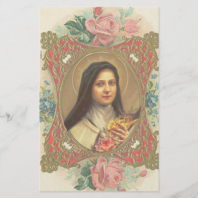Papelería St. Teresa el pequeño crucifijo de los rosas de la (Anverso)