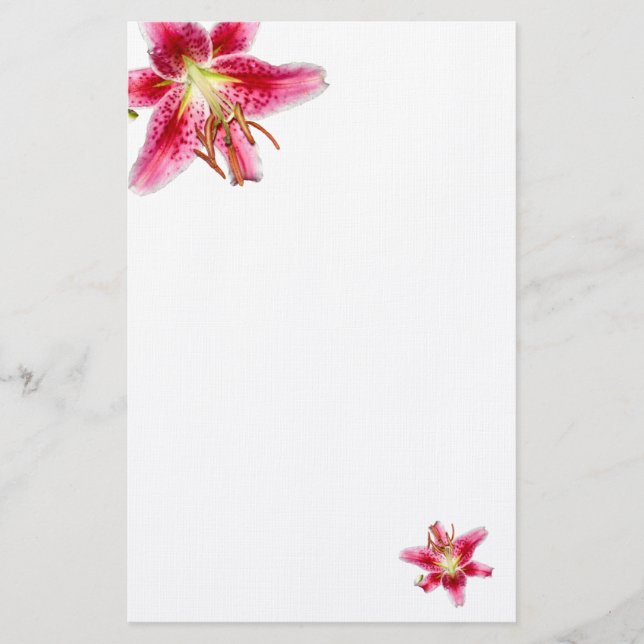 Papelería Stargazer Lily decoró Stationery en blanco (Anverso)