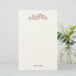 Papelería Stationary Paper with Name Soft Pink Roses