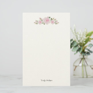 Papelería Stationary Paper with Name Soft Pink Roses