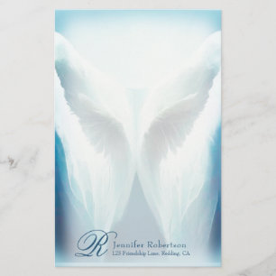 Papelería Stationery Angel Monograma de vidrio manchado