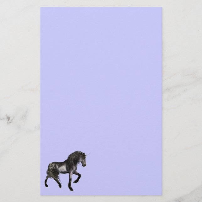 Papelería Stationery Black Unciorn (Anverso)