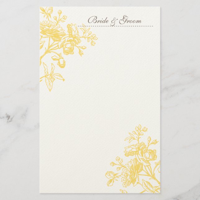 Papelería Stationery Boda de rosa amarillo (Anverso)
