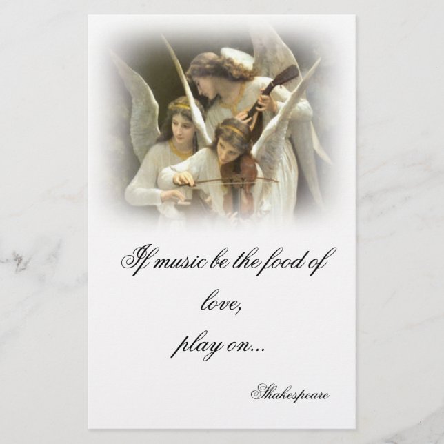 Papelería Stationery de ángeles musicales (Anverso)