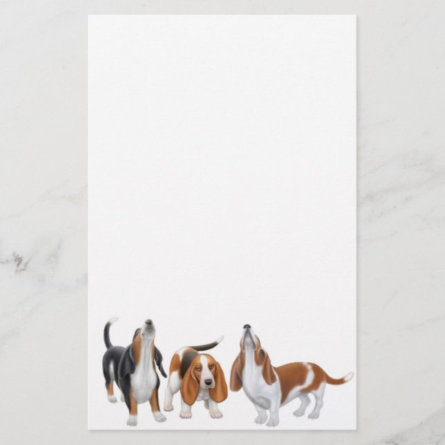 Papelería Stationery de Basset Hounds (Anverso)